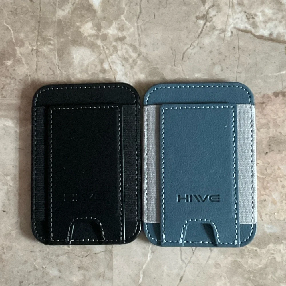 Leather Wallet Card Holder for Phones - Black and Blue